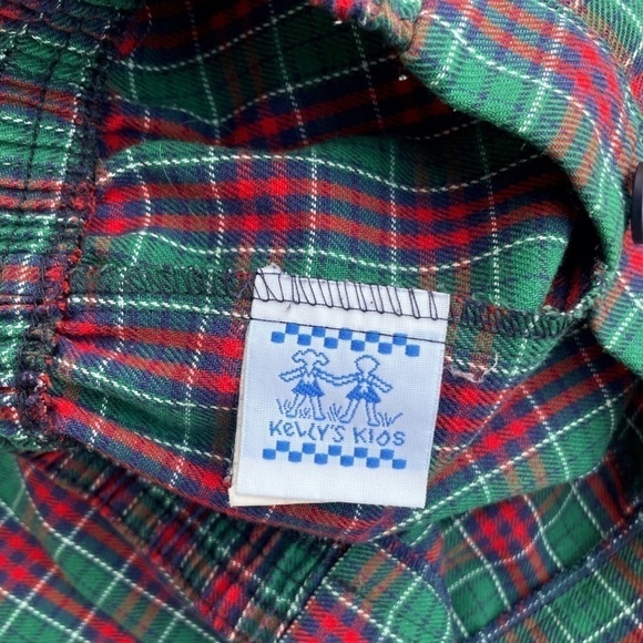 Vintage Kellys Kids Girls Green Red Navy Plaid Skort Skirt Elastic Waist Sz 7/8 - Picture 5 of 8